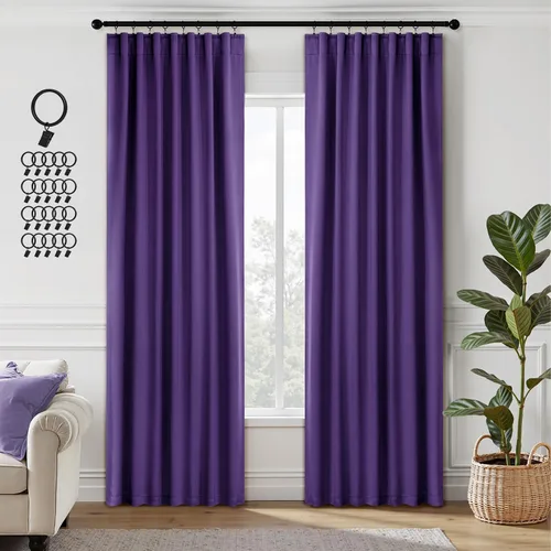 Miniatura 24 de ANRODUO Juego de 2 cortinas con bloqueo de luz del 99%, cortinas de 84 pulgadas de largo, cortinas negras para dormitorio, cortinas con aislamiento