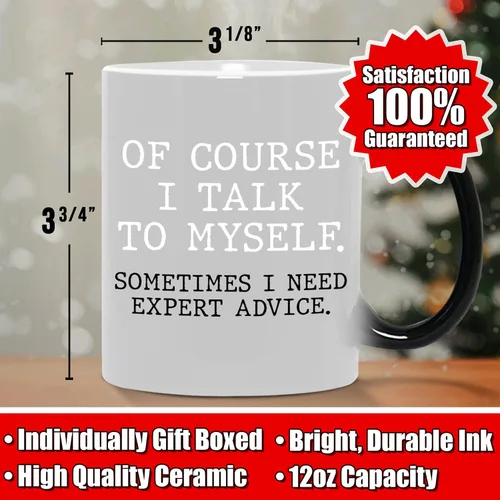 Miniatura 5 de Tazas de café navideñas que cambian de color, 12 onzas - Of Course I Talk To Myself - Taza de chocolate caliente para niños y tazas divertidas
