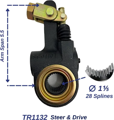 Miniatura 4 de TORQUE AS1132 Ajustador automático de holgura de freno de 1.5 pulgadas de diámetro, 10 dientes estriados palanca de 5.5 pulgadas con horquilla