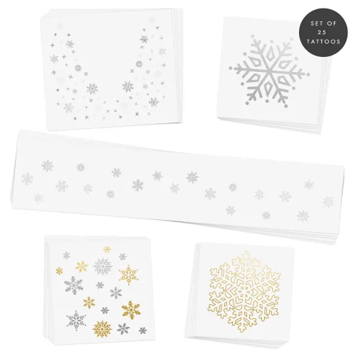 Miniatura 8 de El juego variado Winter Wonderland de FlashTattoos cuenta con 25 tatuajes de fiesta inspirados en las fiestas, impermeables, metálicos dorados