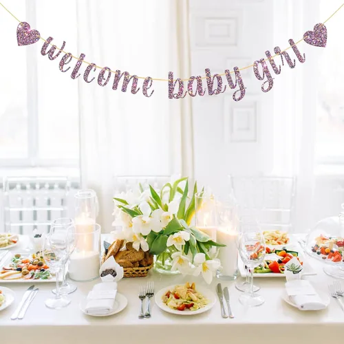 Miniatura 3 de Cartel de bienvenida para bebé niña, decoración de baby shower, fiesta de revelación de género, suministros de decoración para fiesta de primer