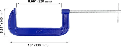 Miniatura 2 de Paquete de 2 abrazaderas en C, abrazaderas C de hierro maleable, mango de barra en T resistente con abrazadera en C para carpintería, metalurgia
