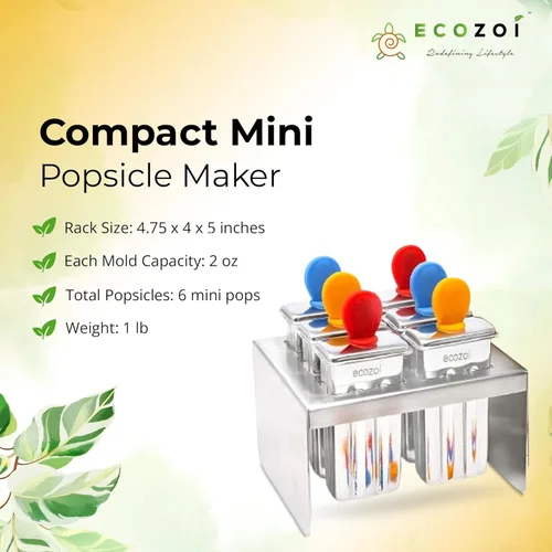 Miniatura 3 de Ecozoi Moldes de paletas de acero inoxidable, 6 mini máquinas de paletas, 6 varillas de acero inoxidable reutilizables, 12 sellos de silicona y 1