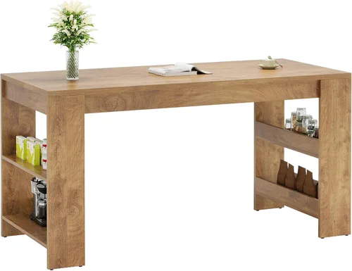 Miniatura 8 de Tribesigns Mesa de bar de 63 pulgadas, mesa de bar de altura de mostrador de granja con estantes de almacenamiento, unidad de barra superior alta