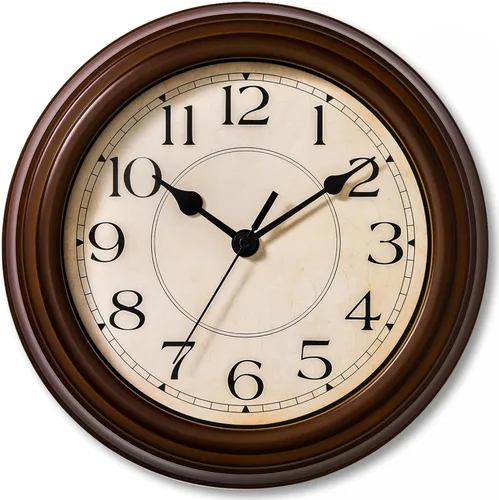 Miniatura 10 de KECYET Reloj de pared de 12 pulgadas, relojes de pared vintage operados con pilas, de cuarzo, silenciosos, sin tictac, estilo retro rústico, A_bronce
