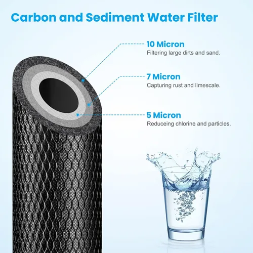 Miniatura 3 de Brightify Filtro de agua de carbono de 10 x 2.5 pulgadas, 5 micrones, cartucho de filtro de agua CTO para toda la casa compatible con Culligan