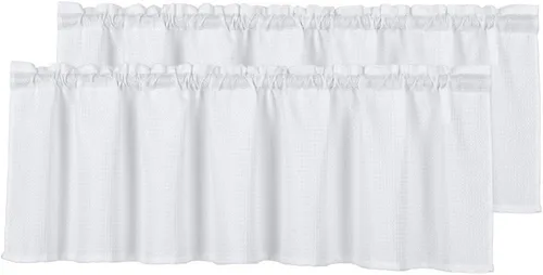 Miniatura 13 de Cortinas de baño gris de Home Queen con textura gofre para ventana de cocina pequeña, repelente al agua, bolsillo de barra, corta, 61 cm x 61 cm