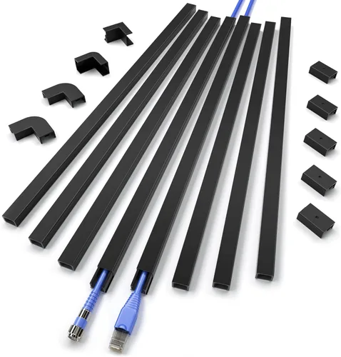Miniatura 10 de Ocultacables de Pared para Un Cable, Cubiertas de Cable de Pared de 136 pulgadas, Kit de Cubierta de Cable de Instalación Fácil, Canaleta de Cables