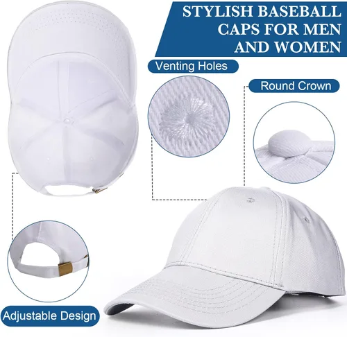 Miniatura 3 de Jecery 12 gorras de béisbol para mujeres y hombres, gorras de béisbol lavadas, gorras deportivas de algodón ajustables para adultos, actividades al