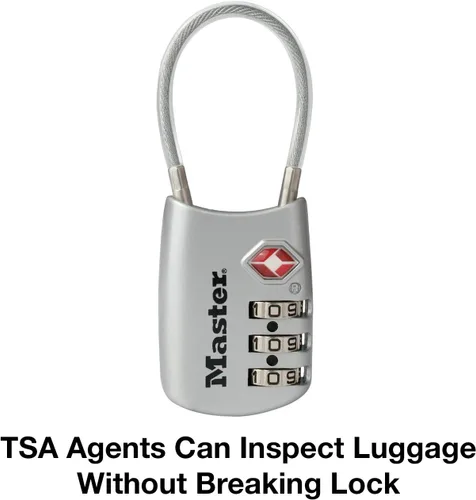 Miniatura 3 de Master Lock 4688D Candado para Equipaje con Combinación Personalizable Aprobado por TSA, 1 Unidad, Plateado