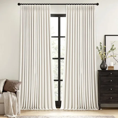 Miniatura 26 de MIULEE - Cortinas de lino beige con pliegues a presión 100% opacas para dormitorio, cortinas de ventana con memoria y bloqueo de luz para oscurecer