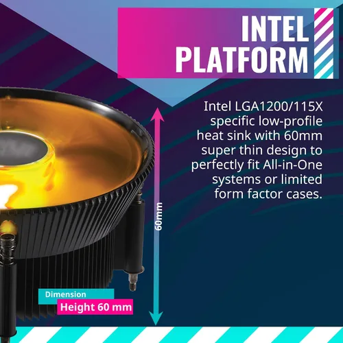 Miniatura 2 de Cooler Master i71C RGB para el enfriador de aire Intel CPU, aletas de aluminio negro anodizado