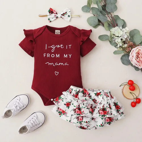 Miniatura 80 de Mioglrie Conjunto de ropa para bebé recién nacida, conjunto de pantalones cortos, conjunto floral de verano, ropa de bebé linda para niña