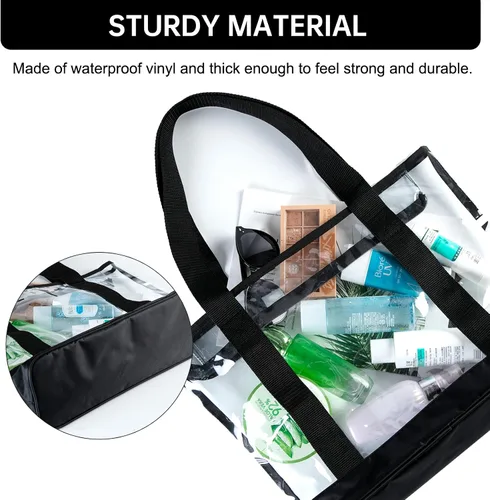 Miniatura 5 de Bolso transparente BORMELUN, con asa de cremallera para el trabajo, plástico transparente para mujer