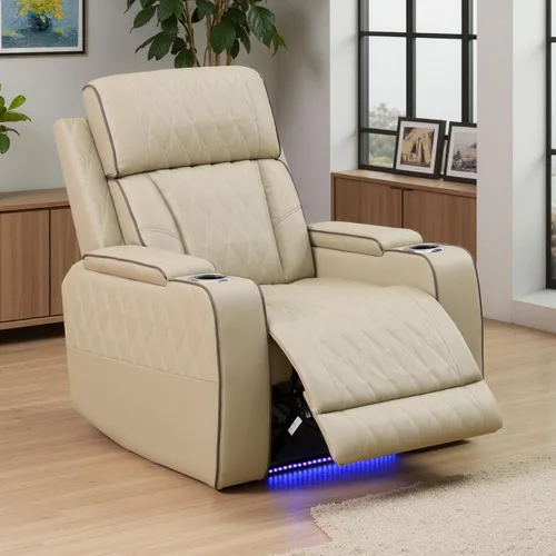 Miniatura 69 de Juego de Sofá Reclinable Eléctrico, Juego de Sofá y Sillón Reclinable de Cuero Negro, Juegos de Muebles de Sala de Estar, Sofá de Dos Plazas
