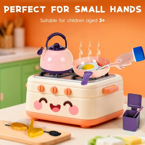 Miniatura 7 de 60 piezas de accesorios de cocina de juego para niños, juego de cocina de simulación con ollas y sartenes, vajilla y conjuntos de frutas y barbacoa