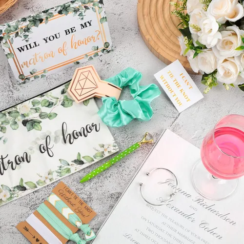 Miniatura 3 de Yexiya Juego de 13 piezas de regalo de caja de propuesta de dama de honor, regalo con texto en inglés "Will You Be My Maid of Honor", de acero