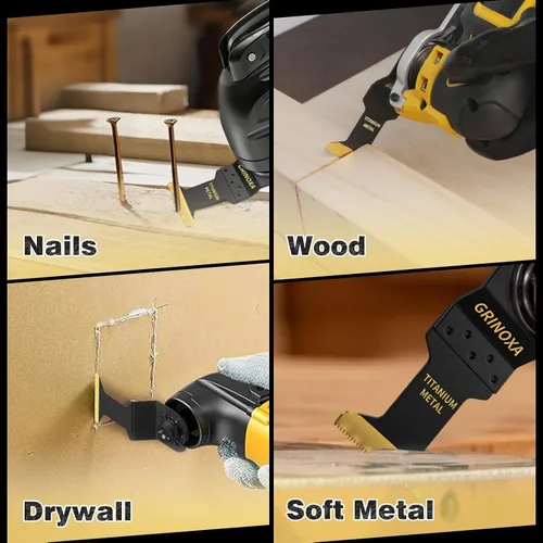Miniatura 6 de 3 cuchillas oscilantes de titanio, cuchillas multiherramienta universales profesionales para uñas de metal y madera, aptas para Dewalt Milwaukee