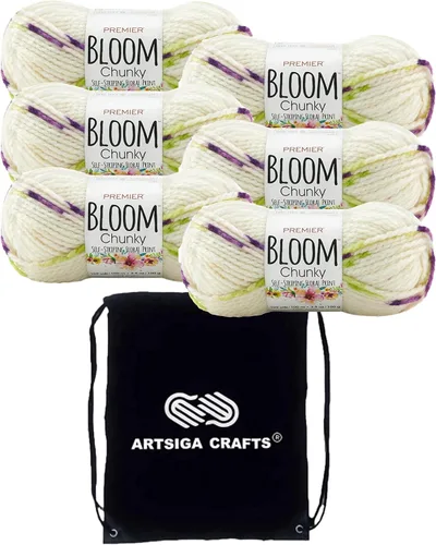 Miniatura 16 de Premier Yarns Bloom Chunky Gerbera 1114-21 - Hilo acrílico grueso y voluminoso #5 (3 madejas, el mismo lote de tinte) para ganchillo y tejer
