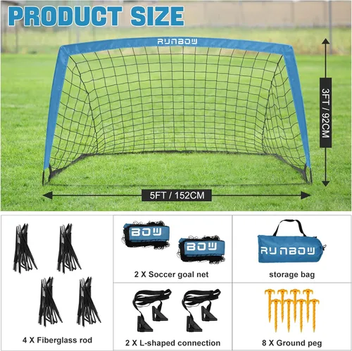 Miniatura 5 de 5x3 FT Kids Soccer Goal with Carry Bag, Portable Folding Soccer Net for Backyard Training, Indoor/Outdoor Use for Youth and Adults