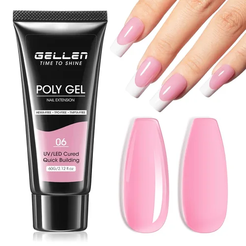 Miniatura 10 de GELLEN Natural Nude - Gel constructor de extensión de uñas de poligel, sin hema, TPO y TMPTA, 2.16 onzas 017 para engrosamiento de uñas de larga