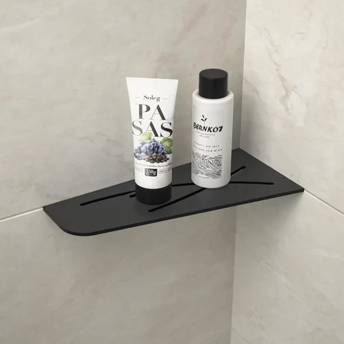 Estante esquinero de ducha de 12 pulgadas, color negro mate 304, estante esquinero cuadrilátero de acero inoxidable empotrado para baño, soporte