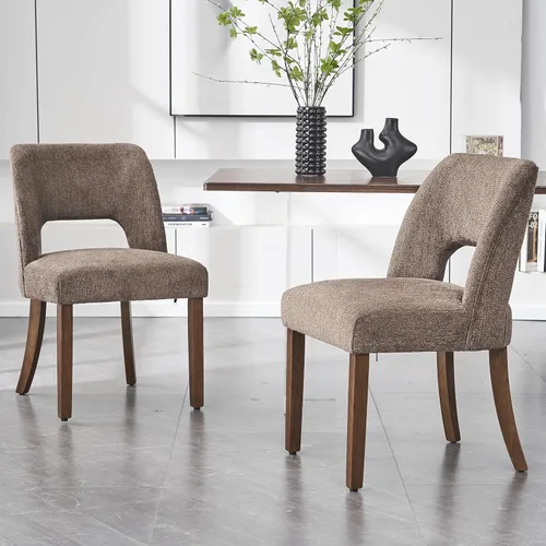 Miniatura 39 de VKNOW Juego de 2 sillas de comedor de madera, silla de comedor tapizada en tela moderna, silla de cocina, silla de cena de granja para cocina y Verde