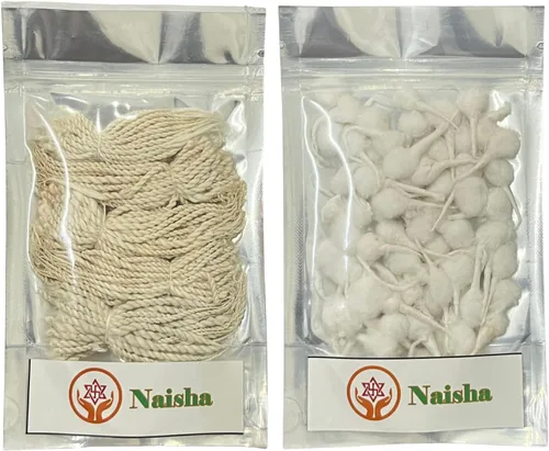 Miniatura 10 de Naisha Mechas de algodón trenzado hechas a mano (500 Pc) Bati largas para lámpara de aceite Diya Jyot Batti Luz en templo/lámparas