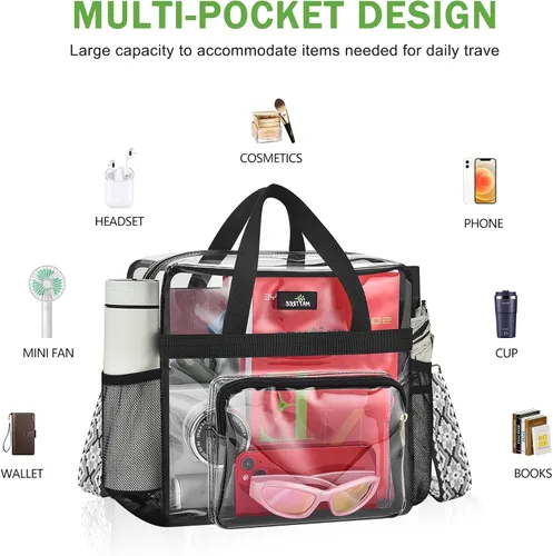 Miniatura 88 de MAY TREE Bolsa transparente para eventos en estadios de 12 x 6 x 12 pulgadas, bolsa de almuerzo transparente con correas reforzadas para trabajo