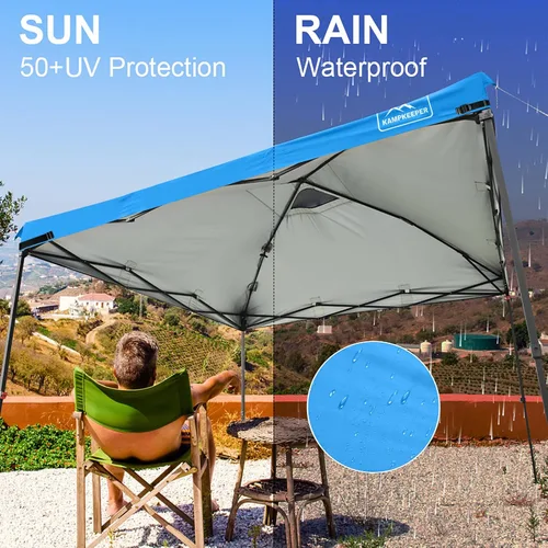Miniatura 63 de KAMPKEEPER Cubierta de Repuesto Superior para Carpa Toldo Emergente con Ventilación de Aire y Correa Elástica Ajustable, Poliéster Resistente a Azul