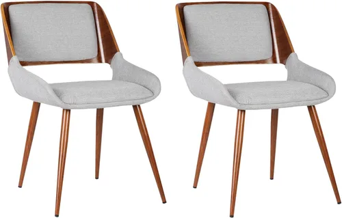 Miniatura 18 de Armen Living Silla de comedor Panda en tela gris y acabado de madera de nogal, 25 pulgadas de profundidad x 20 pulgadas de ancho x 31 pulgadas