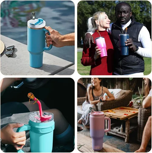 Miniatura 6 de 2 Pack de tapa de pajita con calavera para vaso Stanley 30 y 40 oz, accesorios para vaso de agua de tazón, tapa de pajita 3D reutilizable a prueba