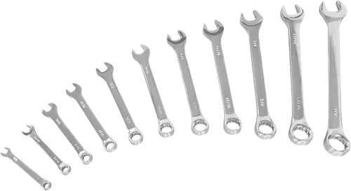Performance Tool W1069 - Juego de llaves combinadas pulidas SAE/métricas, 22 piezas con rack.