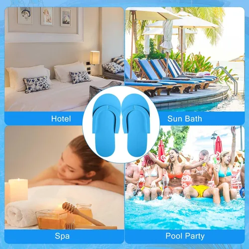 Miniatura 7 de JenPen 60 Pairs Disposable Pedicure Slippers Foam Spa Pedi Flip Flops Bulk Foldable Sandals Shoes for Guest Women Men Salon Spa Hotel Shower Foot