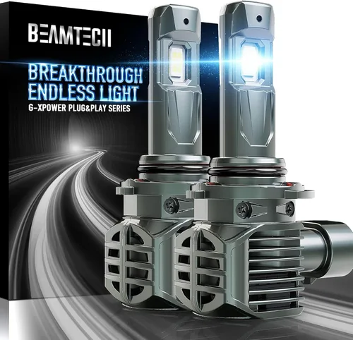Miniatura 10 de BEAMTECH Bombillas 9005, chips G-XPower HB3 para luz antiniebla 500% más brillante 6500K xenón blanco, enchufe y uso, paquete de 2