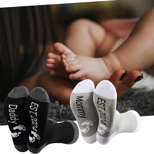 Miniatura 6 de MBMSO Regalos para nuevos padres, calcetines para mamá y papá, regalos de revelación de embarazo para padres por primera vez