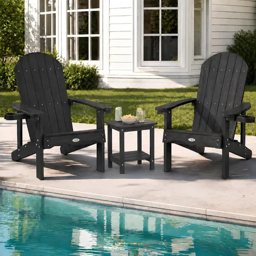Miniatura 17 de Y&M Adirondack - Silla negra para hoguera, sillas de patio al aire libre con soporte para tazas, resistentes a la intemperie, sillas de patio