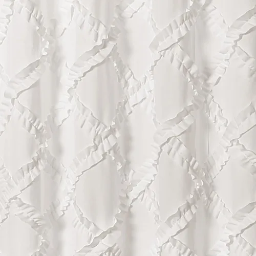 Miniatura 2 de Lush Decor Cortina de Ducha con Volantes Diamante 72"L x 72"L Blanco - Cortinas de Ducha de Tela para Baño - Cortina de Baño Blanca - Decoración