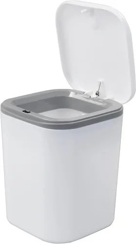 Miniatura 8 de Vababa Cubo de basura pequeño gris de 0.5 galones, mini bote de basura con botón