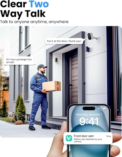 Miniatura 6 de Cámaras de seguridad 2K inalámbricas para exteriores, paquete de 2 cámaras WiFi alimentadas por batería para seguridad del hogar con detección