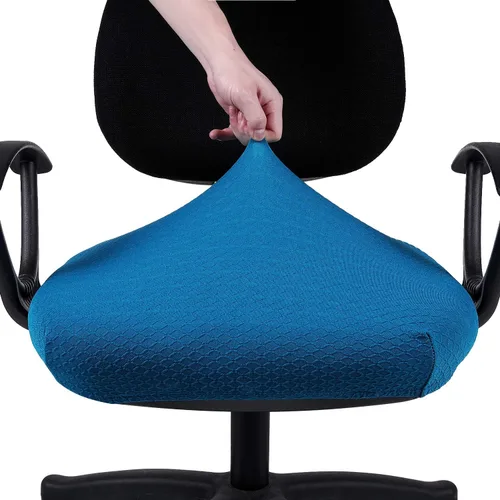 Miniatura 5 de Smiry - Fundas de asiento elásticas para silla de oficina con diseño jacquard, desmontables, lavables, antipolvo, protectores de cojín para Azul