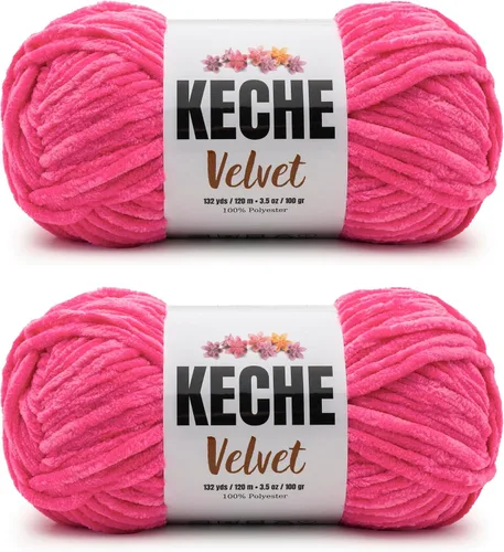 Miniatura 119 de Keche Hilo de terciopelo para ganchillo, manta de felpilla suave, voluminosa, hilo amigurumi, 3.53 oz (132 yardas), color azul bebé