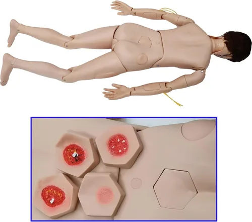 Miniatura 7 de Maniquí de enfermería de trauma, Maniquí médico para el cuidado del paciente para entrenamiento: RCP de 5.74 pies de cuerpo completo con más de 30