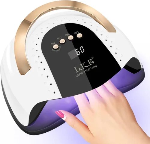 Lámpara de uñas UV LED de 268 W, secador de uñas LKE para esmalte de gel, lámpara de uñas UV profesional con 4 temporizadores, luz de uñas con 57