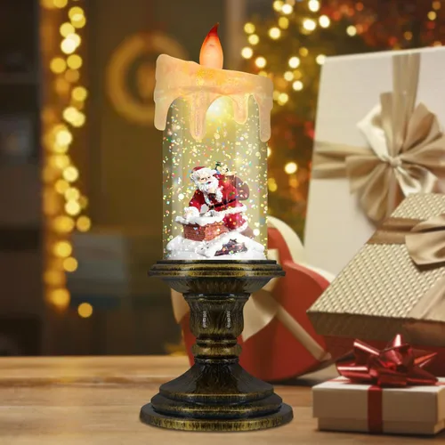 Miniatura 2 de AOMIL Velas de Navidad sin llama, velas LED parpadeantes con temporizador, luces de vela de globo de nieve para decoraciones de Navidad Papá Noel