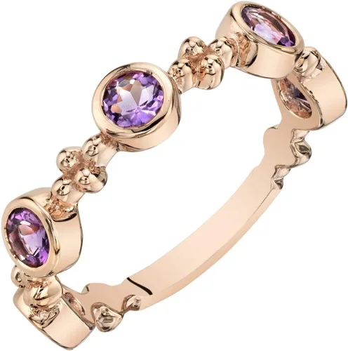 Peora Tiara apilable de 5 piedras para mujer, plata de ley 925, piedras natales de piedras preciosas naturales, 0.075in de ancho, tallas 5 a 9,