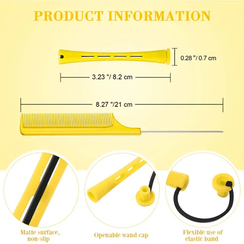 Miniatura 2 de WILLBOND 36 piezas de varillas de onda fría para el cabello, varillas de permanente, rulos de pelo, rizadores con peine de cola de rata de acero
