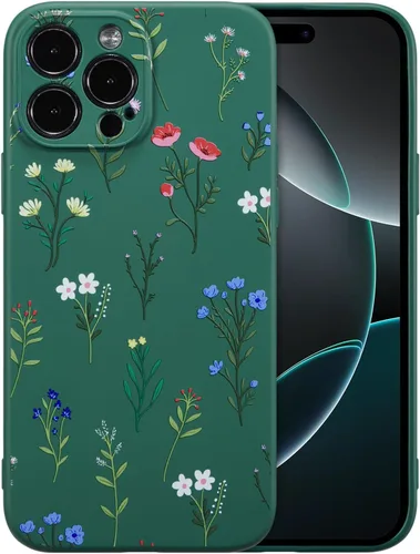Miniatura 37 de RALEAVO Funda Floral para iPhone 12, Cubierta de Silicona Líquida con Bonito Patrón de Rama de Flores para Niñas y Mujeres, Funda Protectora de Goma