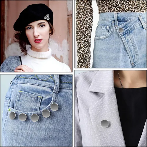 Miniatura 6 de TOOVREN 8 juegos de botones para jeans sueltos, botones de repuesto instantáneos sin costura ni herramientas, ajustables para apretar la cintura