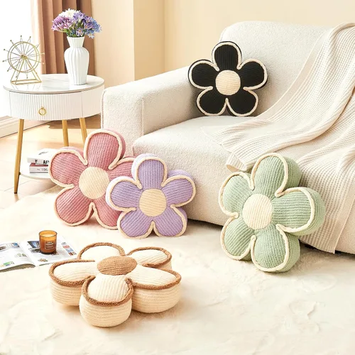 Miniatura 2 de Almohada en forma de flor rosa, cojín de suelo de 13.7 pulgadas, cojín de flor para sofá, sofá cama, almohada suave de margarita, cojín decorativo